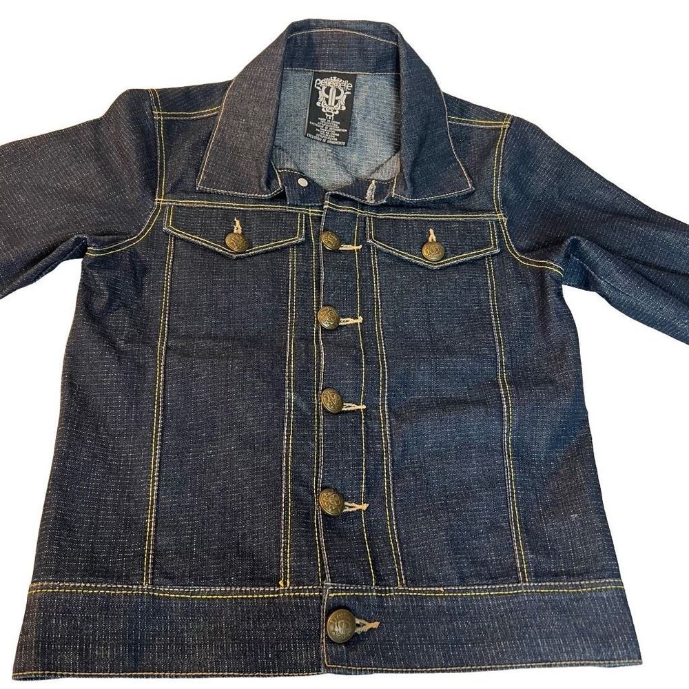Pelle Pelle Youth Kid's Dark Casual Button-down Denim Jacket Black‎ Size 8